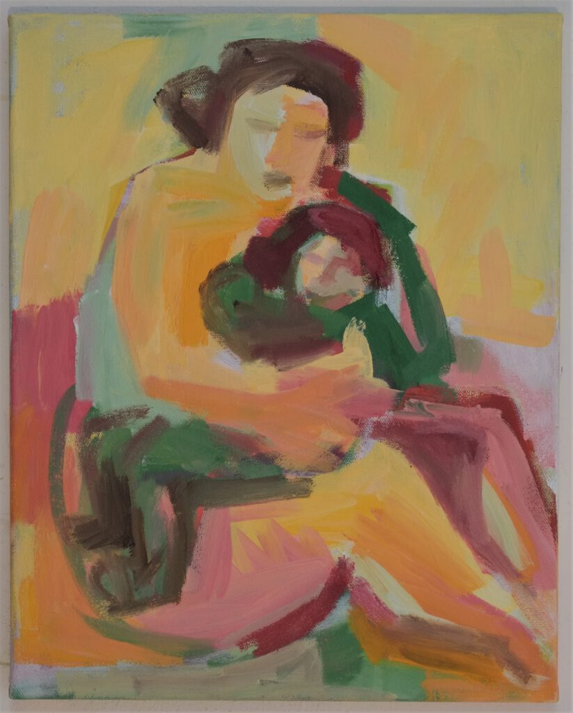Mutter mit Kind, Acryl auf Leinwand, 50 x 60 cm, 2020, (c) Sabine Kunz